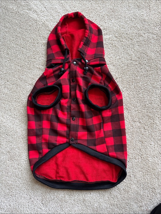 Other - Red Buffalo Plaid Hooded snap front dog shirt